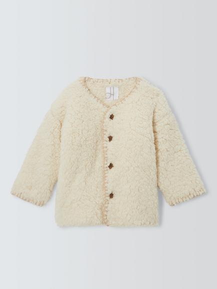 John Lewis Baby Borg Cardigan, Natural, Natural