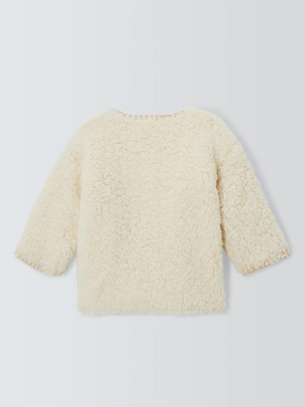 John Lewis Baby Borg Cardigan, Natural - view 2, Natural