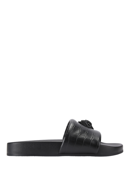 Kurt Geiger London Brockwell Leather Slider Sandals, Black, Black