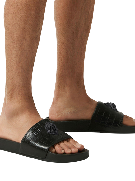 Kurt Geiger London Brockwell Leather Slider Sandals, Black - view 2, Black