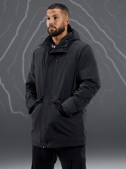Gym King Mid-Length Hooded Parka Coat, Black, Black
