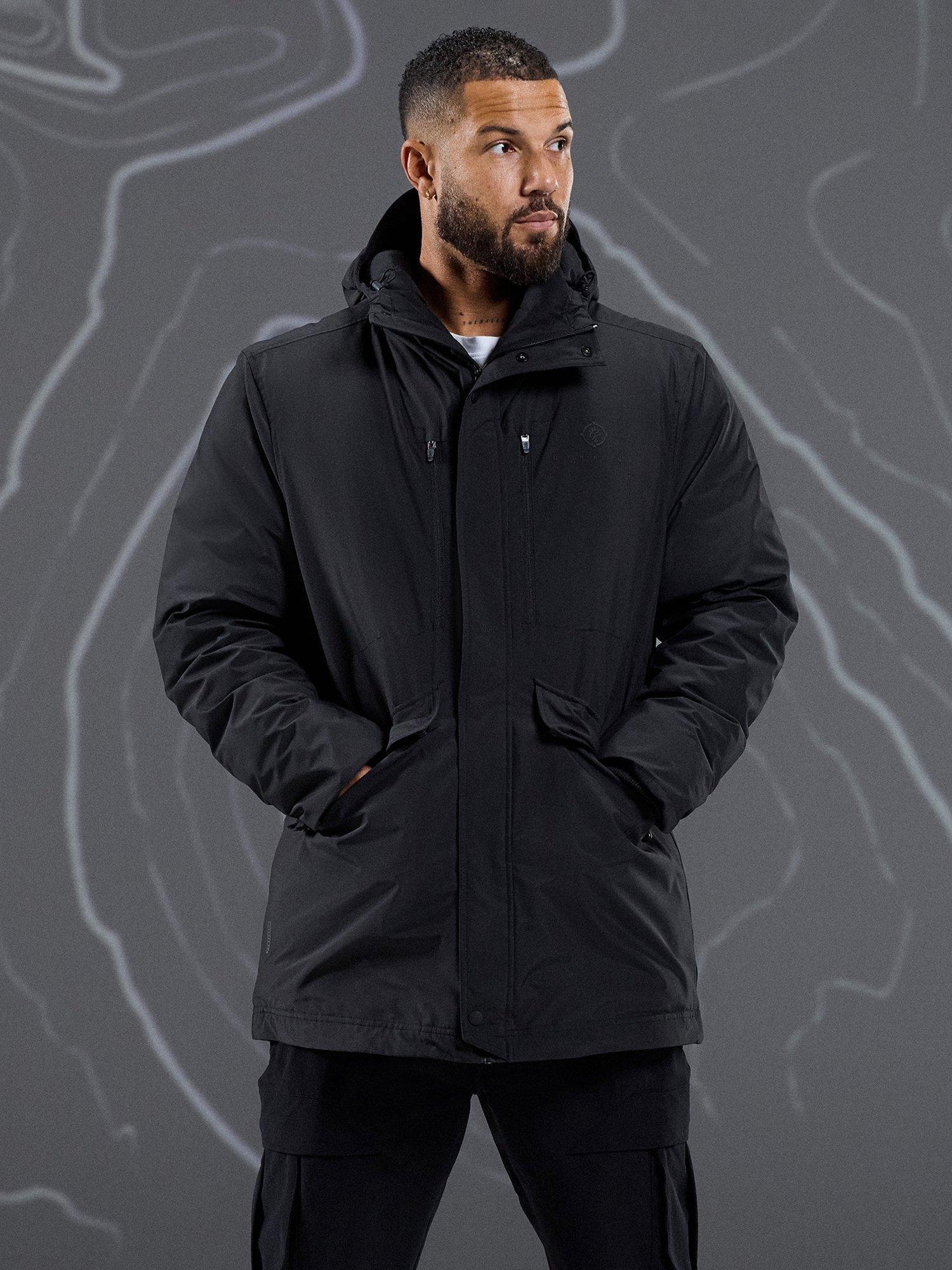 Product image 3 of 11, which shows Gym King Mid-Length Hooded Parka Coat, Black, L