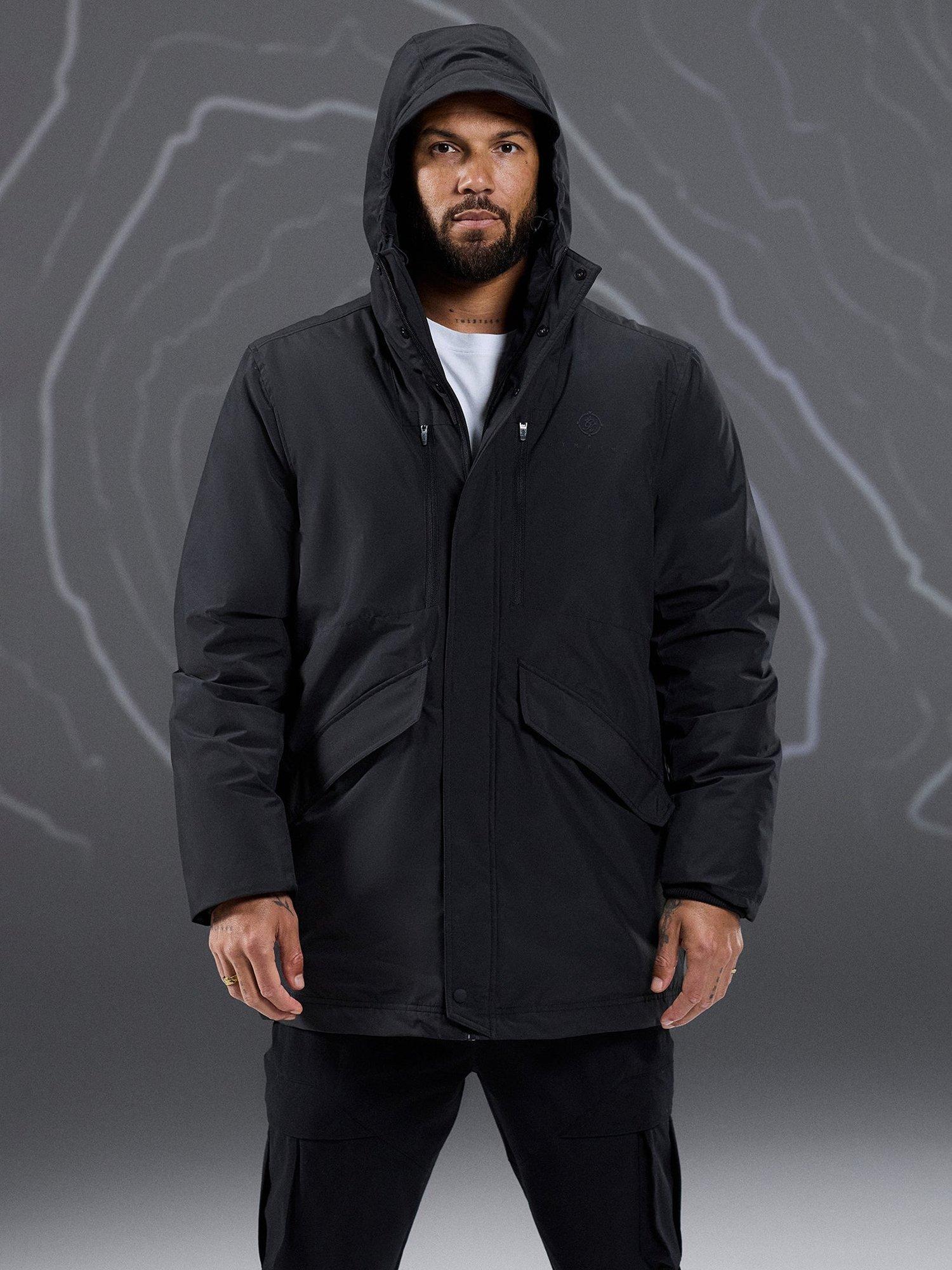 Product image 4 of 11, which shows Gym King Mid-Length Hooded Parka Coat, Black, L