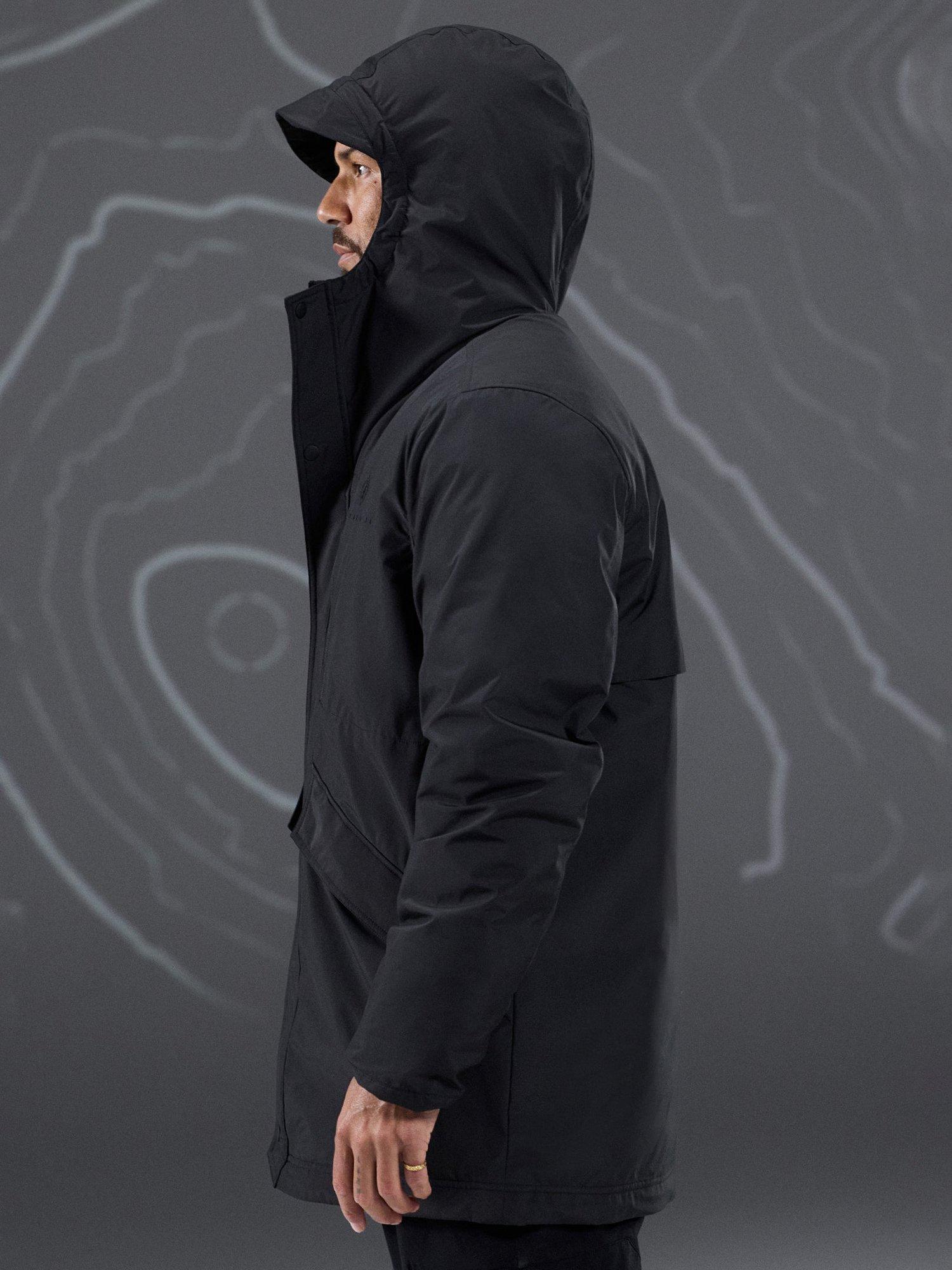 Product image 5 of 11, which shows Gym King Mid-Length Hooded Parka Coat, Black, L