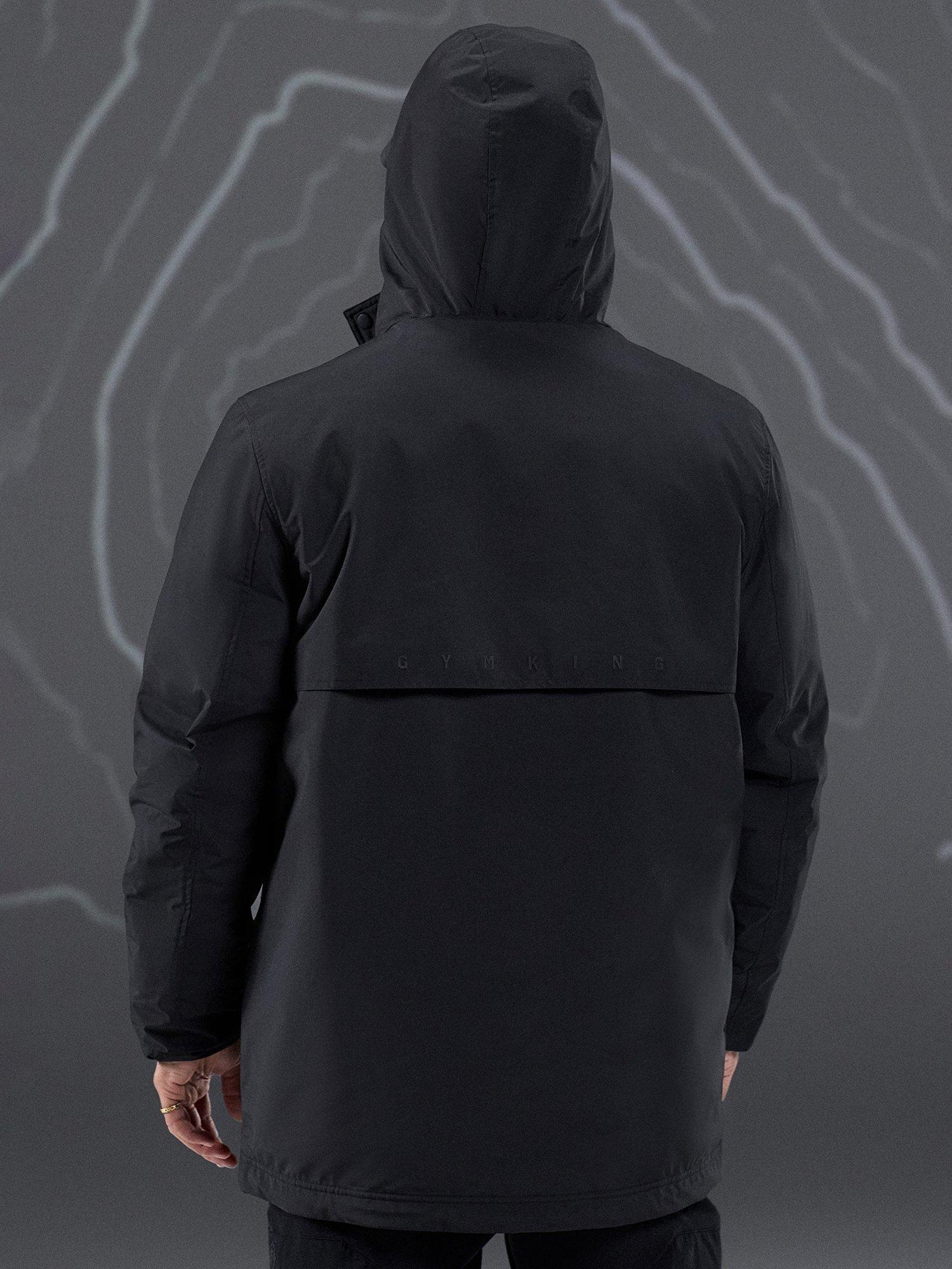Product image 6 of 11, which shows Gym King Mid-Length Hooded Parka Coat, Black, L