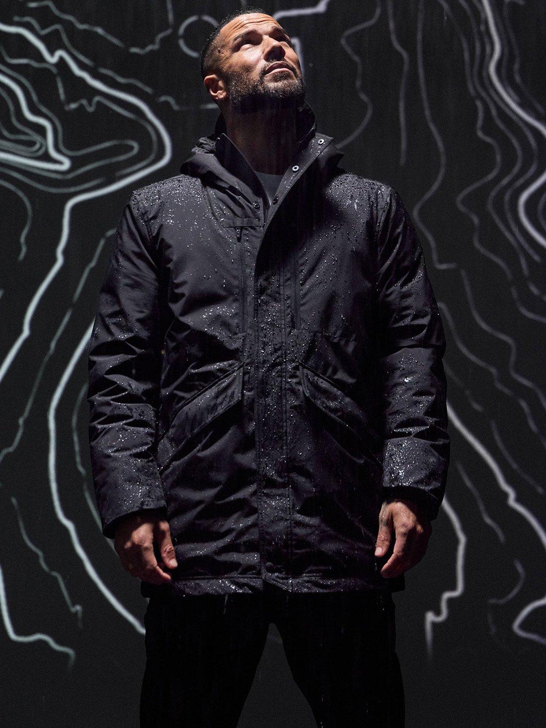 Product image 8 of 11, which shows Gym King Mid-Length Hooded Parka Coat, Black, L