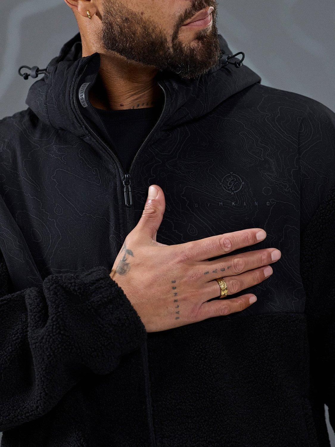 Product image 10 of 11, which shows Gym King Response Borg Jacket, Black, XL