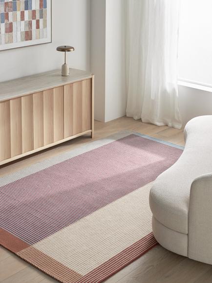 John Lewis Anders Colour Block Rug - view 2, Soft Blue