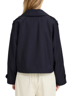 ICHI Eparza Cropped Trench Jacket, Dark Navy - view 2, Dark Navy