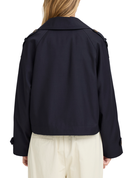 ICHI Eparza Cropped Trench Jacket, Dark Navy - view 2, Dark Navy