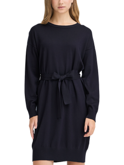 ICHI Luls Tie Waist Mini Dress, Total Eclipse, Total Eclipse