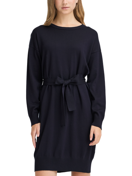 ICHI Luls Tie Waist Mini Dress, Total Eclipse, Total Eclipse