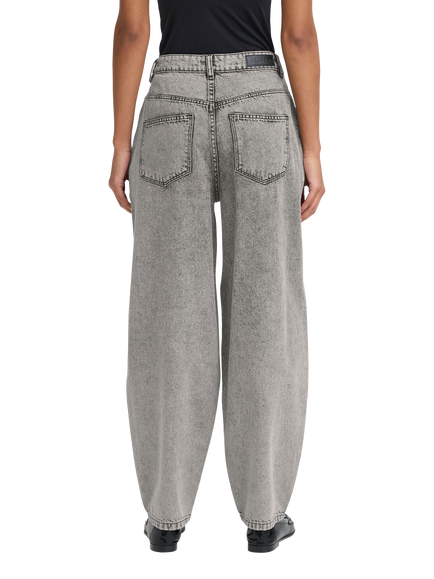 ICHI Berisel High Rise Balloon Jeans - view 2, Black Stone Wash
