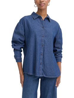 ICHI Archer Relaxed Fit Long Sleeve Shirt, Medium Blue, Medium Blue