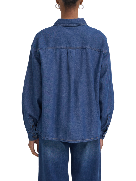 ICHI Archer Relaxed Fit Long Sleeve Shirt, Medium Blue - view 2, Medium Blue