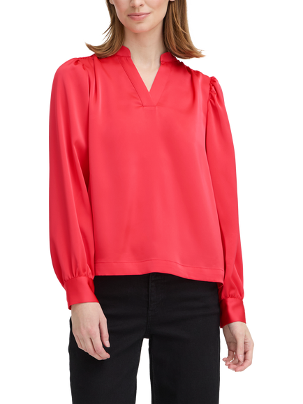 ICHI Letta V-Neck Long Sleeve Top, Teaberry, Teaberry