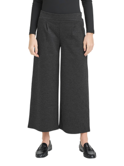 ICHI Kate Wide Leg Cropped Trousers, Dark Grey Melange, Dark Grey Melange