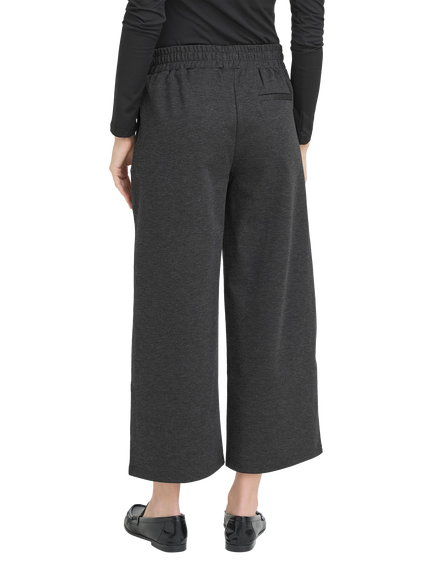 ICHI Kate Wide Leg Cropped Trousers, Dark Grey Melange - view 2, Dark Grey Melange