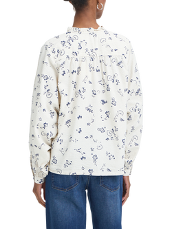 ICHI Qwina Floral Ruffle Shirt, Cream/Blue - view 2, Cream/Blue