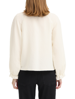 ICHI Eris Ruffle Tie Neck Top, Cloud Dancer - view 2, Cloud Dancer