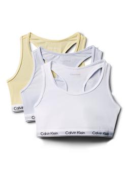 Calvin Klein Kids' Non-Wired Cotton Blend Bralette, Pack of 3, Multi, Multi