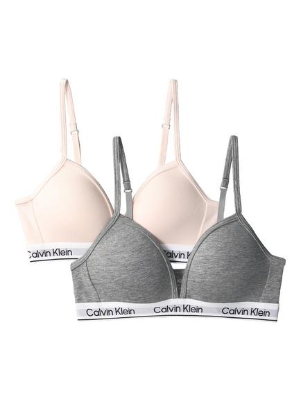 Calvin Klein Kids' Non Padded Bra, Pack of 2, Grey/Off White, Grey/Off White