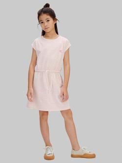 Calvin Klein Kids' Punto Knit Striped Dress, Pearl, Pearl