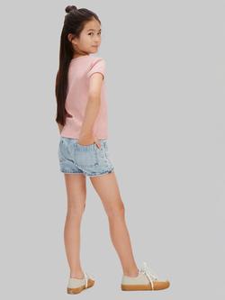 Calvin Klein Kids' Ribbed Logo T-Shirt, Quartz Pink - view 2, Quartz Pink