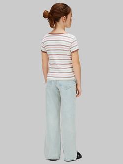 Calvin Klein Kids' Short Sleeve Striped T-Shirt, Quartz Pink - view 2, Quartz Pink