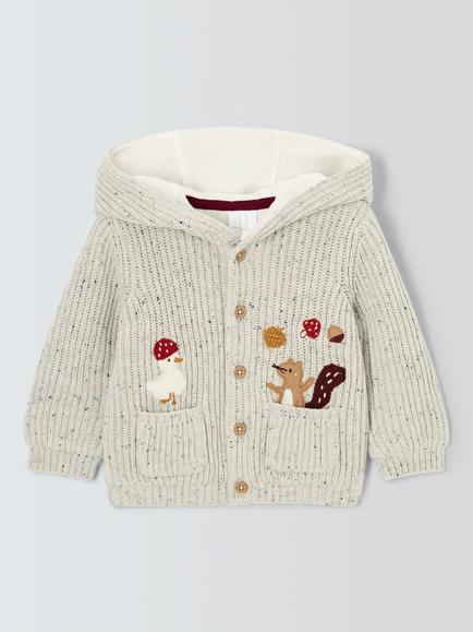 John Lewis Baby Squirrel Cardigan, Grey, Grey