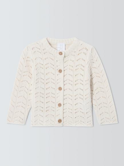 John Lewis Baby Pointelle Cardigan, Natural, Natural