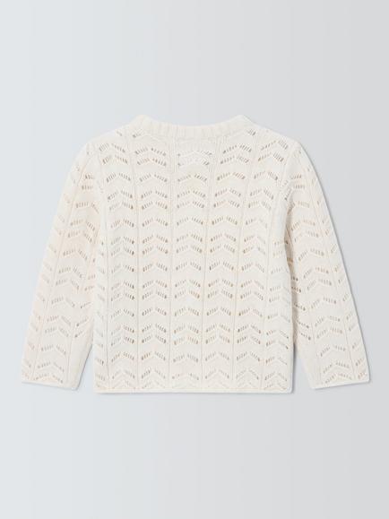 John Lewis Baby Pointelle Cardigan, Natural - view 2, Natural