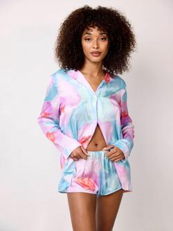 Maison Lejaby Paradise Long Sleeve Pyjama Shirt, Quiet Garden, Quiet Garden