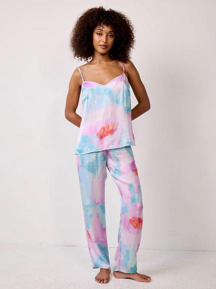 Maison Lejaby Paradise V-Neck Pyjama Top, Quiet Garden, Quiet Garden