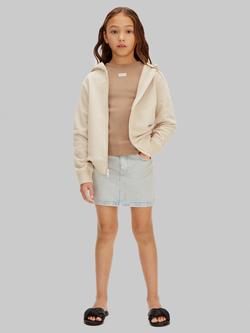 Calvin Klein Kids' Oversized Zip Front Hoodie, Oatmeal, Oatmeal