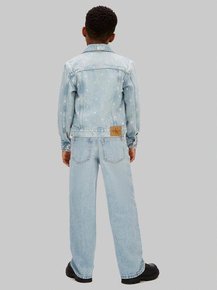 Calvin Klein Kids' Denim Trucker Jacket, Andrew Wash Aop - view 2, Andrew Wash Aop