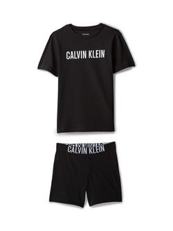 Calvin Klein Kids' Logo Print Short Pyjama Set, Ck Black, Ck Black