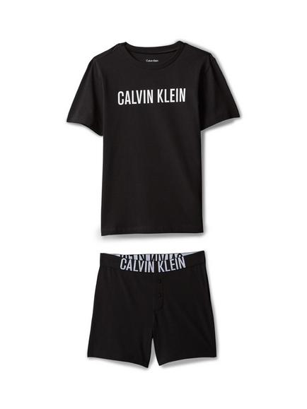 Calvin Klein Kids' Logo Print Short Pyjama Set, Ck Black, Ck Black