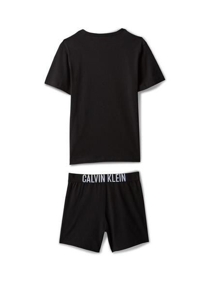 Calvin Klein Kids' Logo Print Short Pyjama Set, Ck Black - view 2, Ck Black