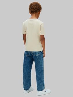 Calvin Klein Kids' Short Sleeve Logo Print T-Shirt, Oatmeal - view 2, Oatmeal