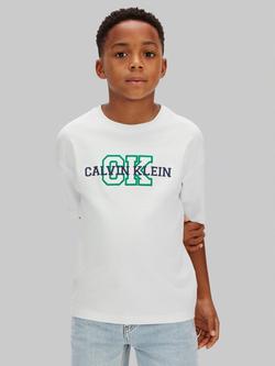 Calvin Klein Kids' Short Sleeve Logo T-Shirt, White, White