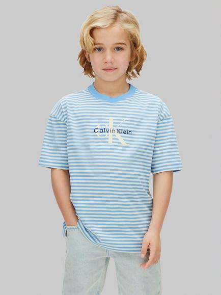 Calvin Klein Kids' Short Sleeve Striped T-Shirt, Provence