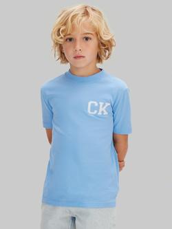 Calvin Klein Kids' Short Sleeve Logo T-Shirt, Provence Blue, Provence Blue