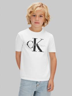 Calvin Klein Kids' Short Sleeve Logo T-Shirt, White, White