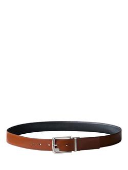 Calvin Klein Slim Leather Belt, Brown - view 2, Brown