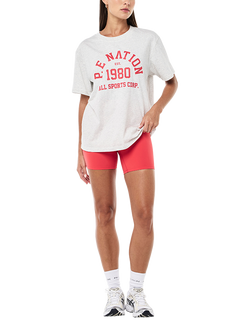 P.E Nation Backspin Varsity Graphic T-Shirt, Light Grey/Red, Light Grey/Red