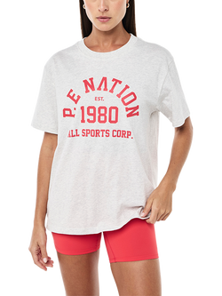 P.E Nation Backspin Varsity Graphic T-Shirt, Light Grey/Red - view 2, Light Grey/Red