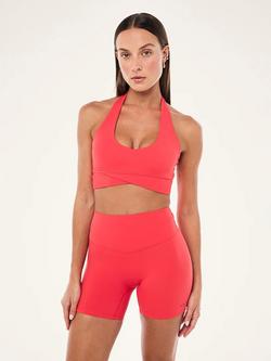 P.E Nation Reset Halterneck Sports Bra, Red, Red