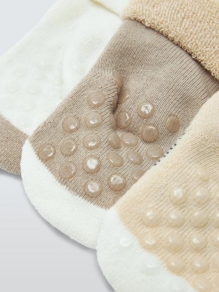 John Lewis Baby Baby Organic Cotton Rich Safari Terry Socks, Pack of 3, Multi - view 2, Multi