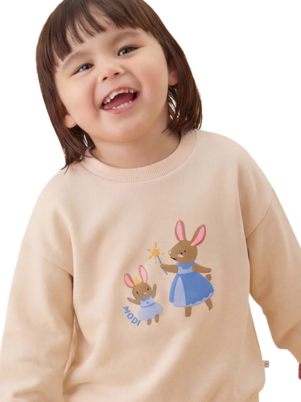 MORI Baby Rabbit Oversized Sweatshirt, Cream - view 2, Cream